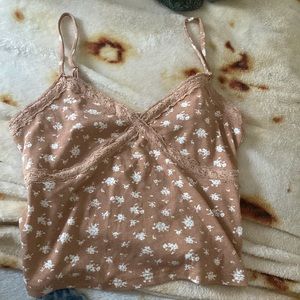 Brown spaghetti strap crop top